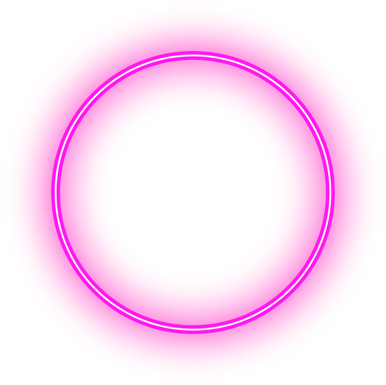 Neon circle ring glowing in pink light