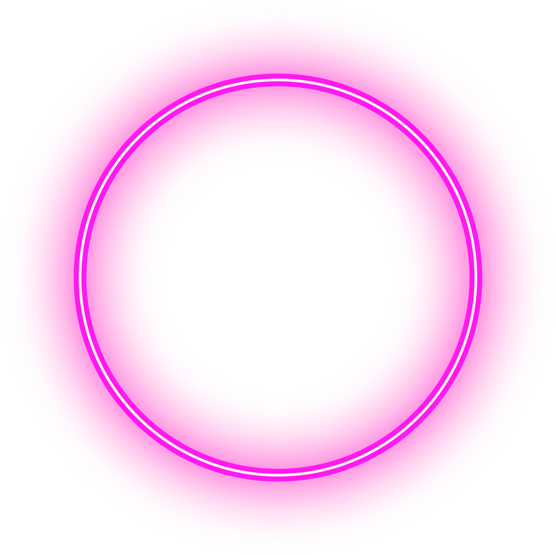 Neon circle ring glowing in pink light